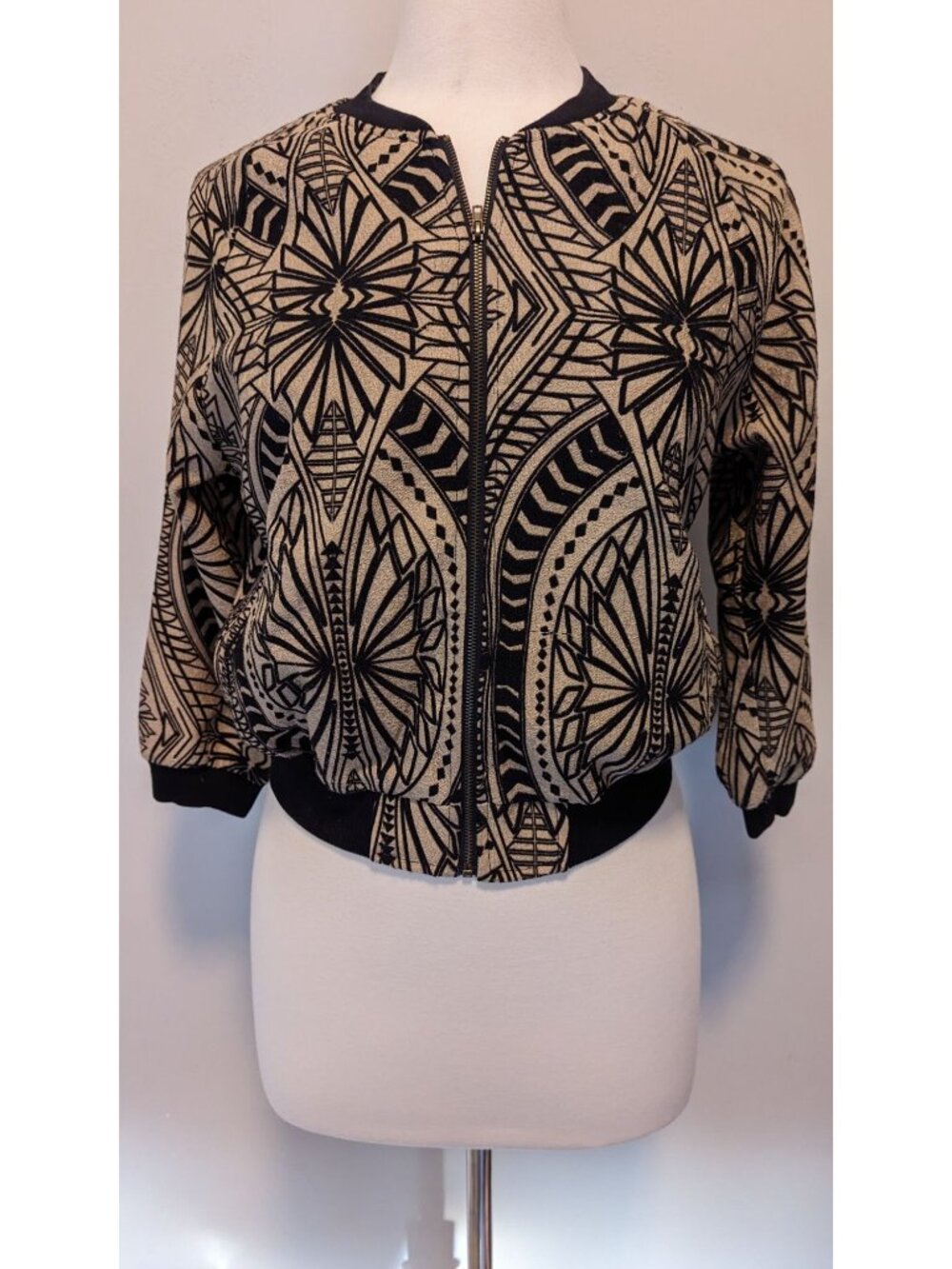 Flying Tomato Womens Zip-Up Tribal Print Bomber Jacket Medium
